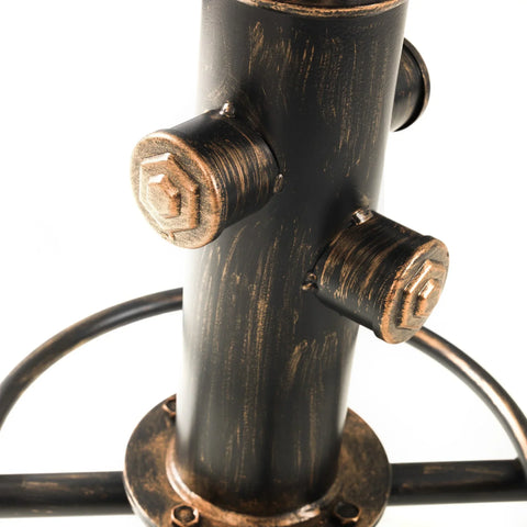 Antique bronze metal umbrella base with screw fittings and circular support ring