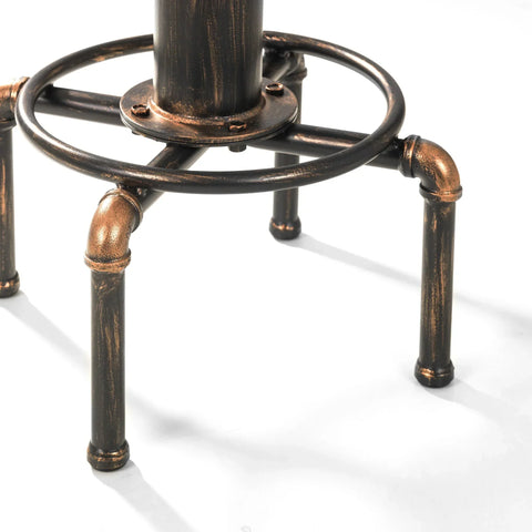 Industrial style metal stool base with bronze finish and round footrest