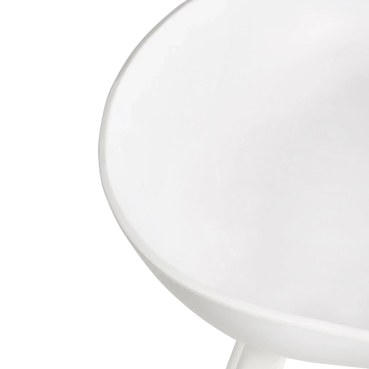 Closeup of curved white bar stool seat detail