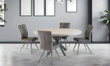 Light Grey Round Extending Dining Table 1.2m to 1.6m with Grey Legs