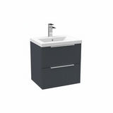 Satin anthracite wall hung bathroom vanity unit with two drawer storage | Home Centre Direct UK
