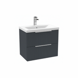 Satin anthracite wall hung bathroom vanity unit with two drawer storage | Home Centre Direct UK