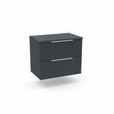 Satin anthracite wall hung vanity unit with double drawers and integrated worktop | Home Centre Direct UK