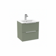 Satin green wall hung bathroom vanity unit with two drawer storage and contemporary design | Home Centre Direct UK