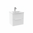 Satin white wall hung bathroom vanity unit with two drawer storage | Home Centre Direct UK