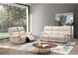 Chalk fabric recliner sofa set with three-seater and armchair in modern living room
