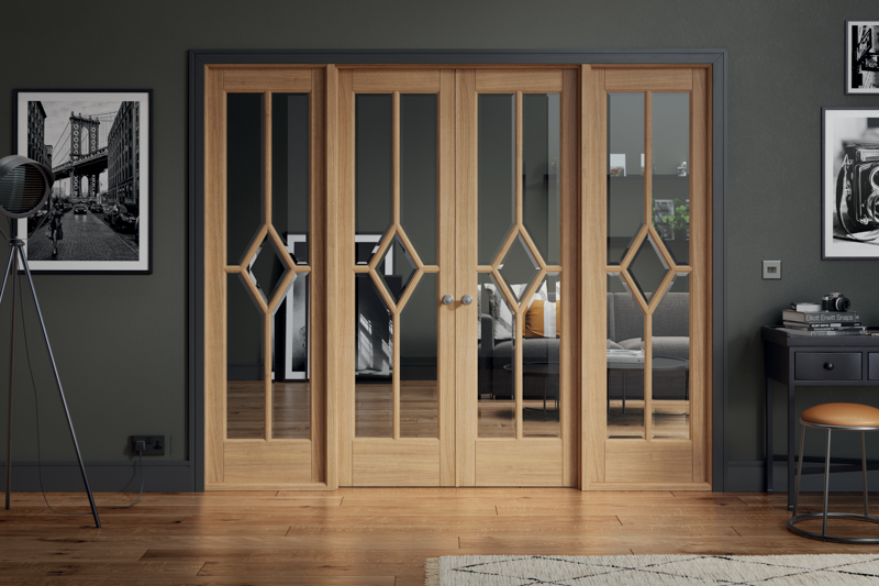 Room Divider Oak Reims W8 LifeStyle - Pre-finished Oak - 2031 x 2478 (98") x 35mm