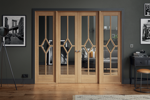 Room Divider Oak Reims W8 LifeStyle - Pre-finished Oak - 2031 x 2478 (98") x 35mm