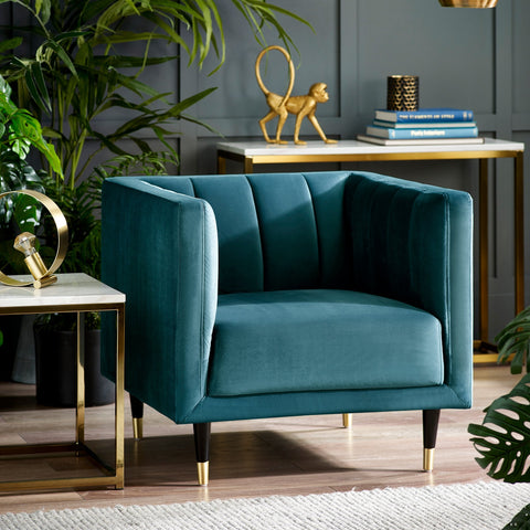 Salma Scalloped Back Chair - Teal - SAL401