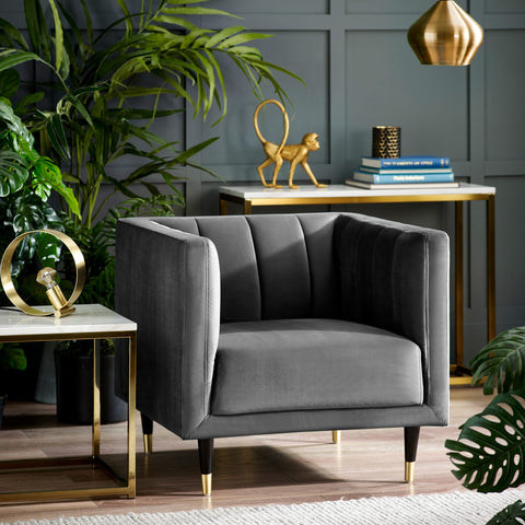 Salma Scalloped Back Chair - Grey - SAL411