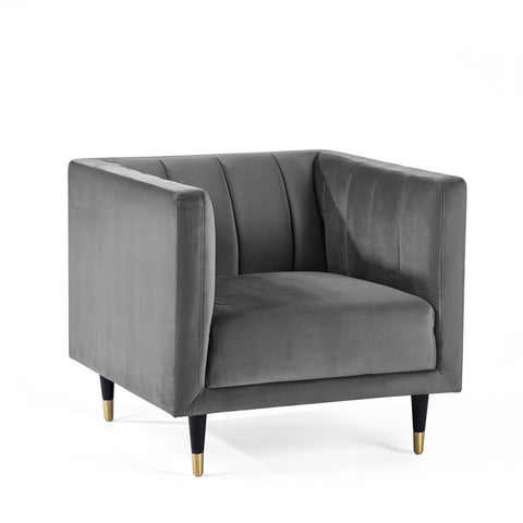 Salma Scalloped Back Chair - Grey - SAL411