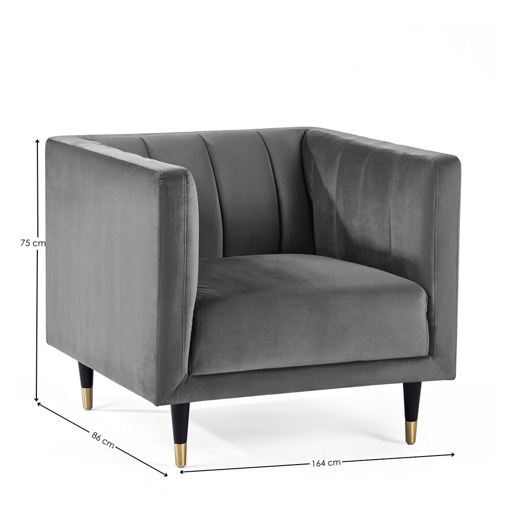 Salma Scalloped Back Chair - Grey - SAL411