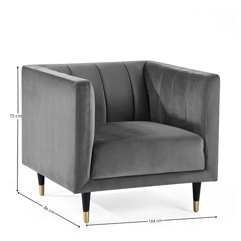 Salma Scalloped Back Chair - Grey - SAL411