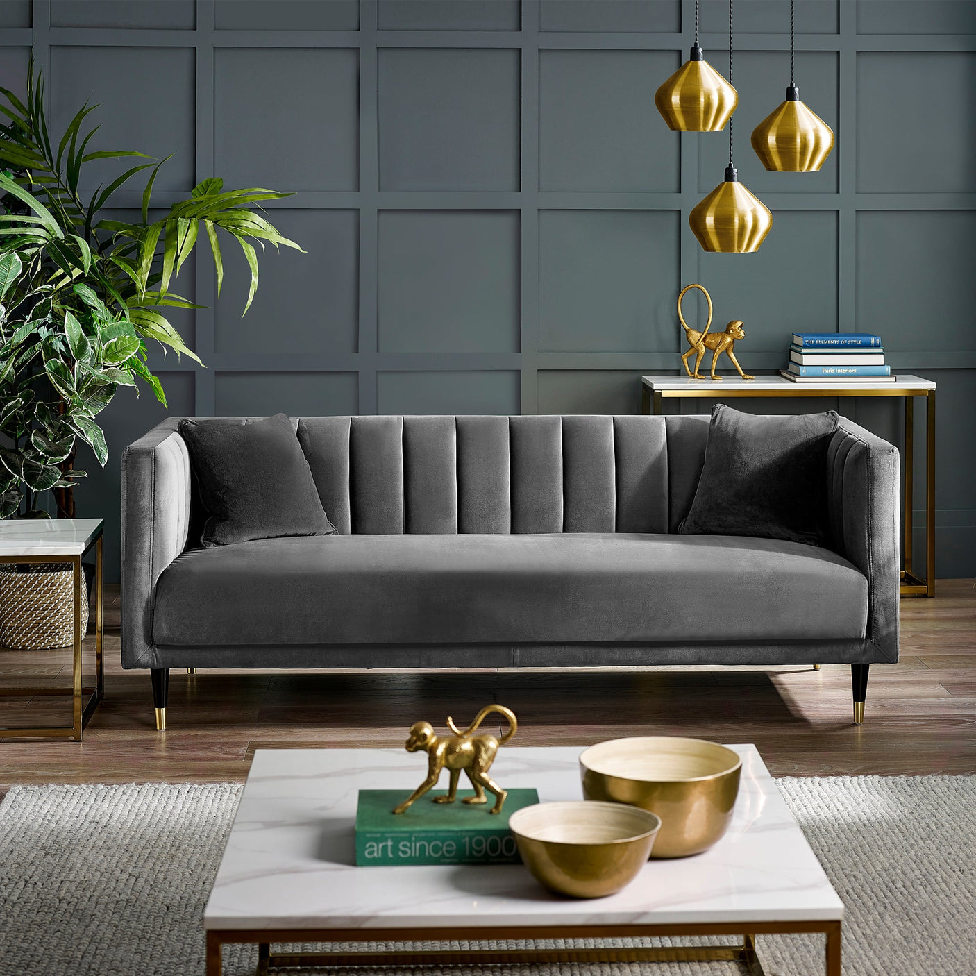 Salma Scalloped Back 3 Seater Sofa - Teal - SAL403