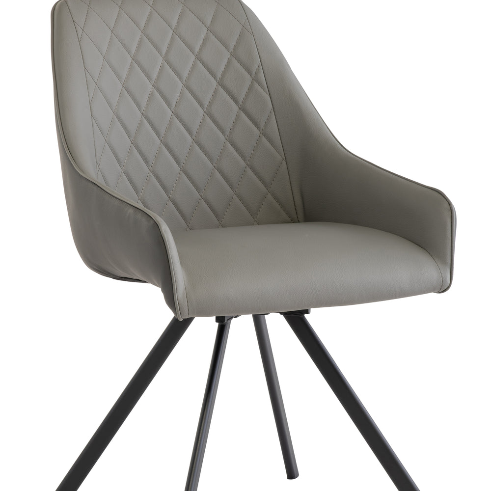 Dark Grey and Light Grey Swivel Dining Chair with Black Legs