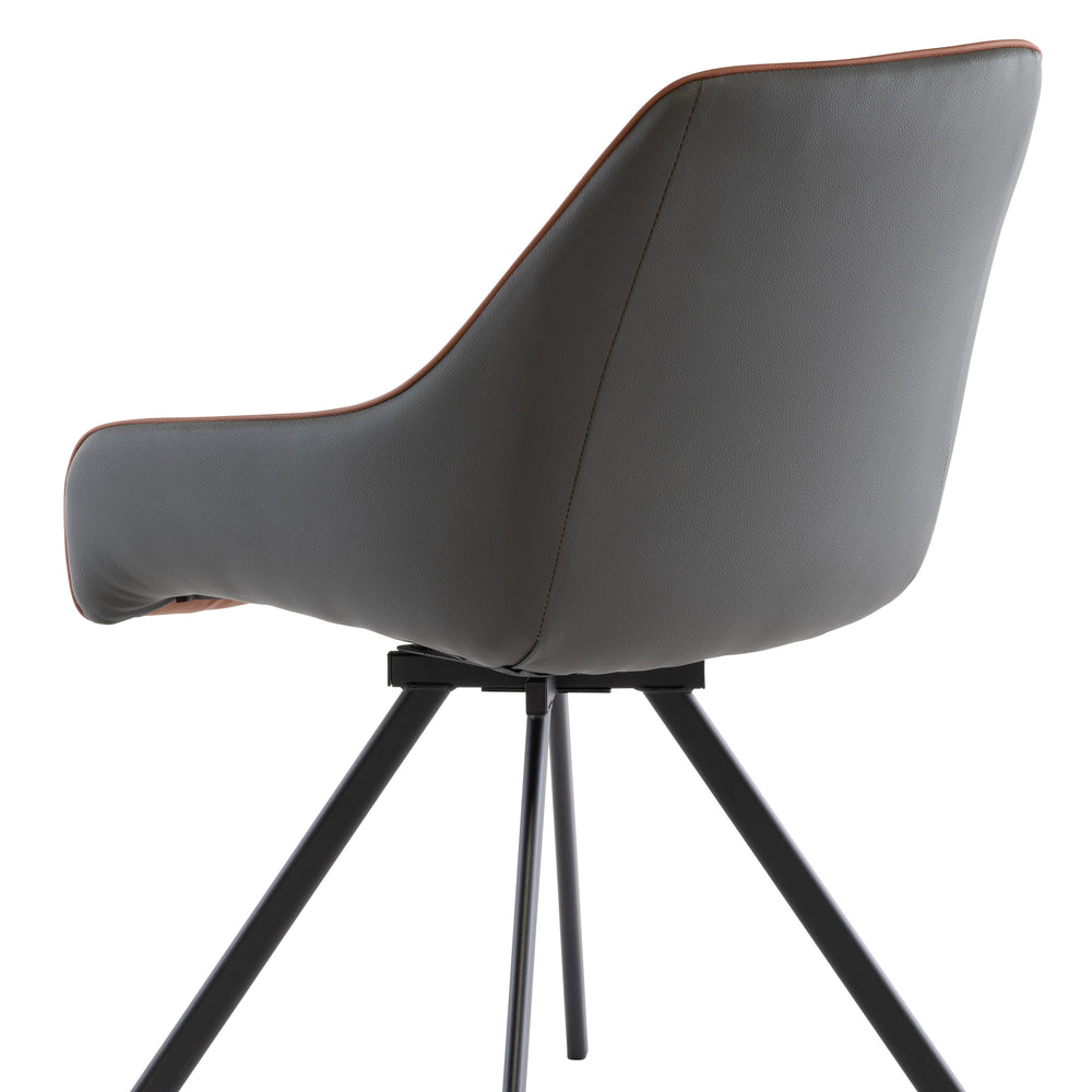 Stylish Dark Grey & Blue Swivel Dining Chair with Black Legs