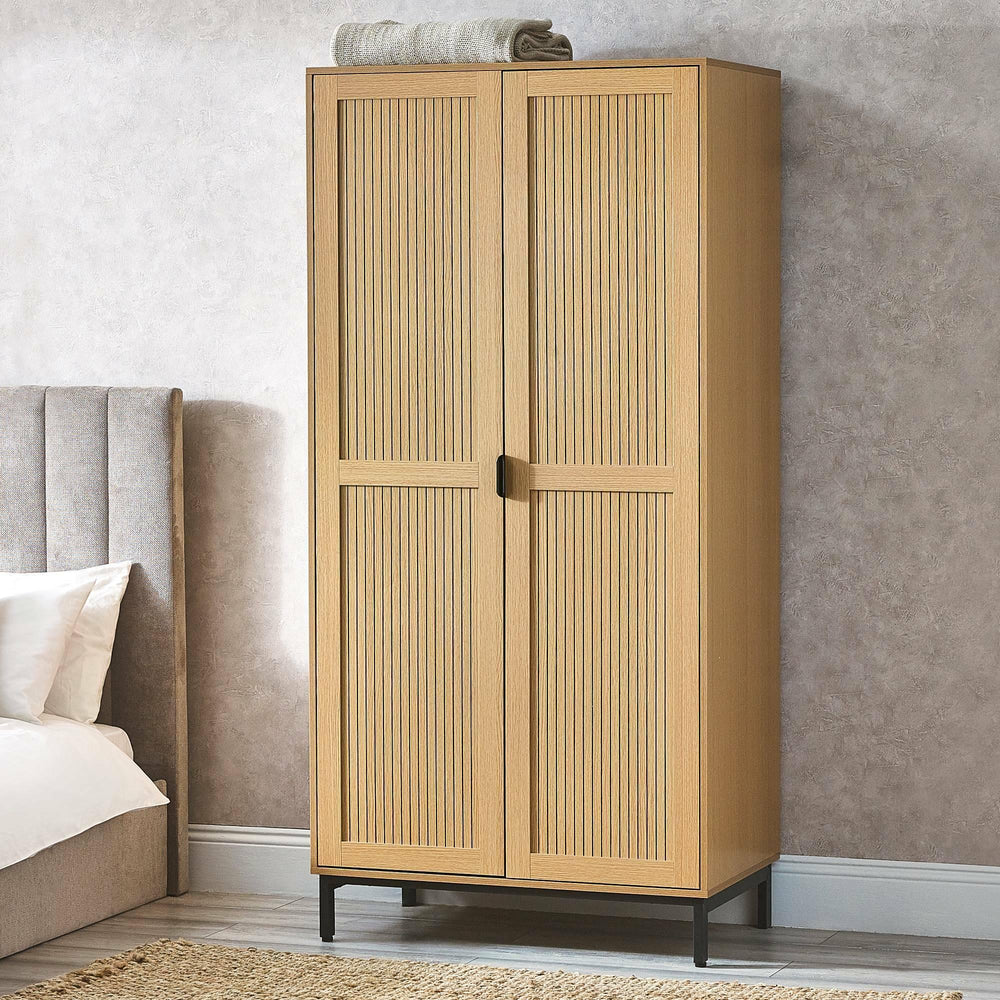 Sia 2 Door Wardrobe - Light Brown - SIA004