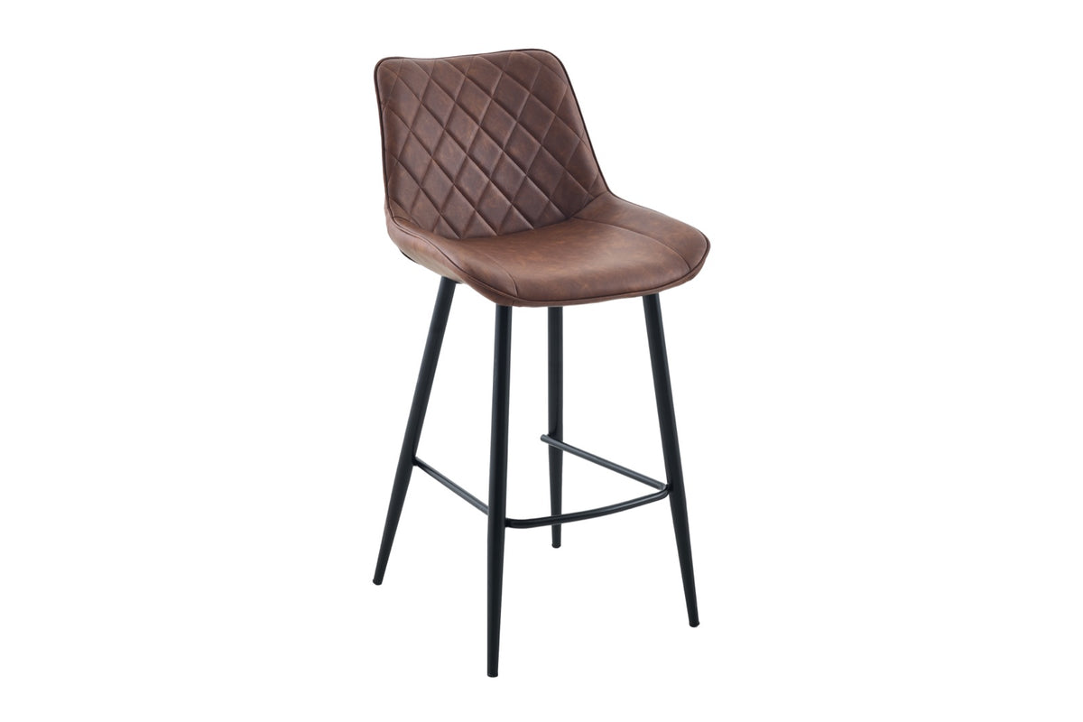 Silvano Bar Stool Cognac PU Black Legs