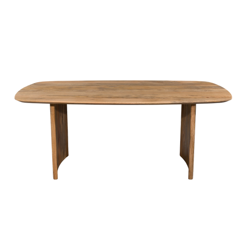 Wooden dining table on a white background