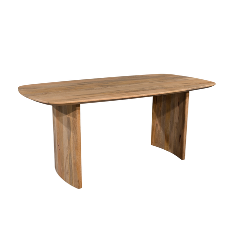 Wooden dining table on a white background