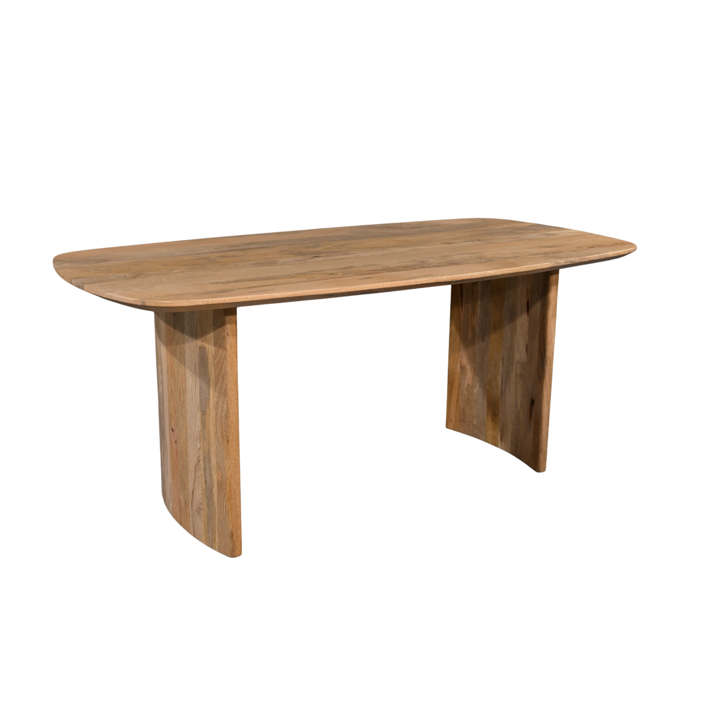 Wooden dining table on a white background