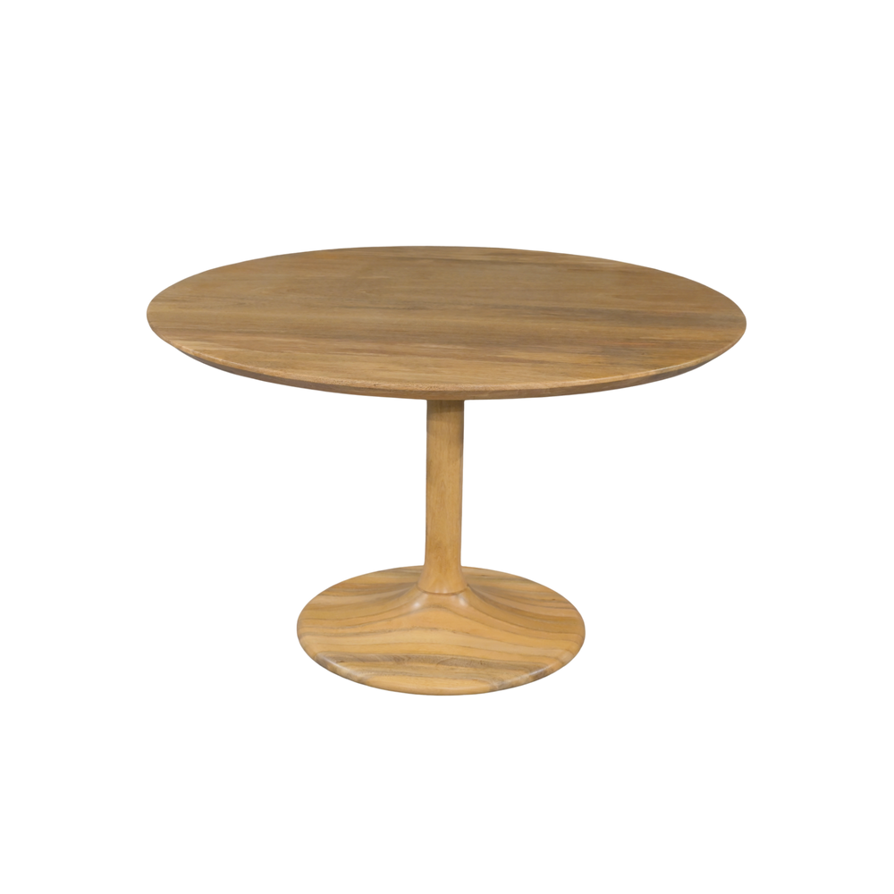 Wooden round table on a white background