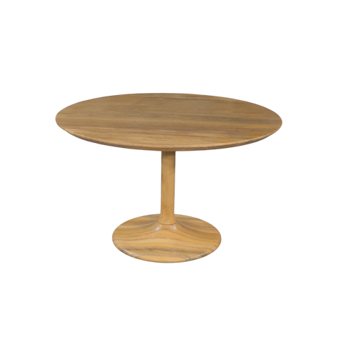 Wooden round table on a white background