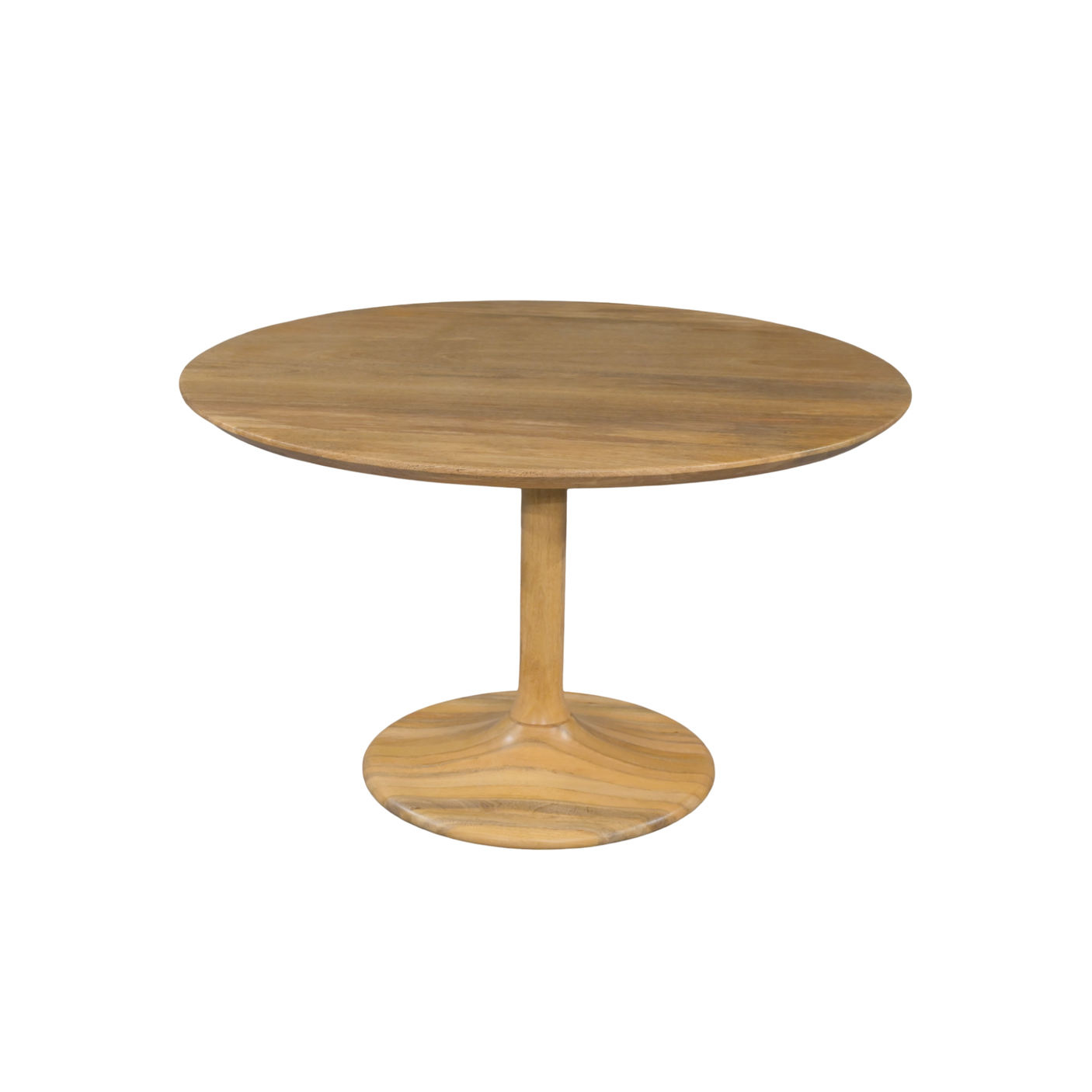 Wooden round table on a white background