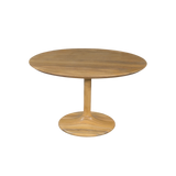 Wooden round table on a white background