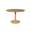 Round wooden table on a white background