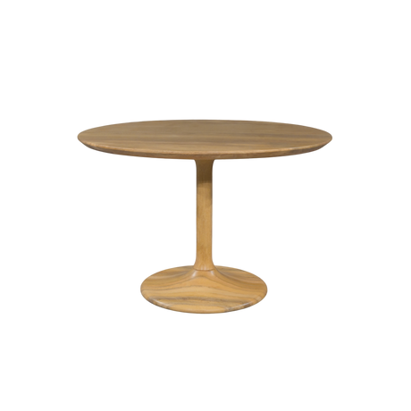 Round wooden table on a white background
