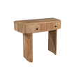 Wooden console table with two drawers on a white background