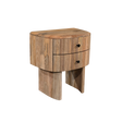 Wooden side table with a drawer on a white background