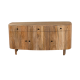 Wooden sideboard with four doors on a white background