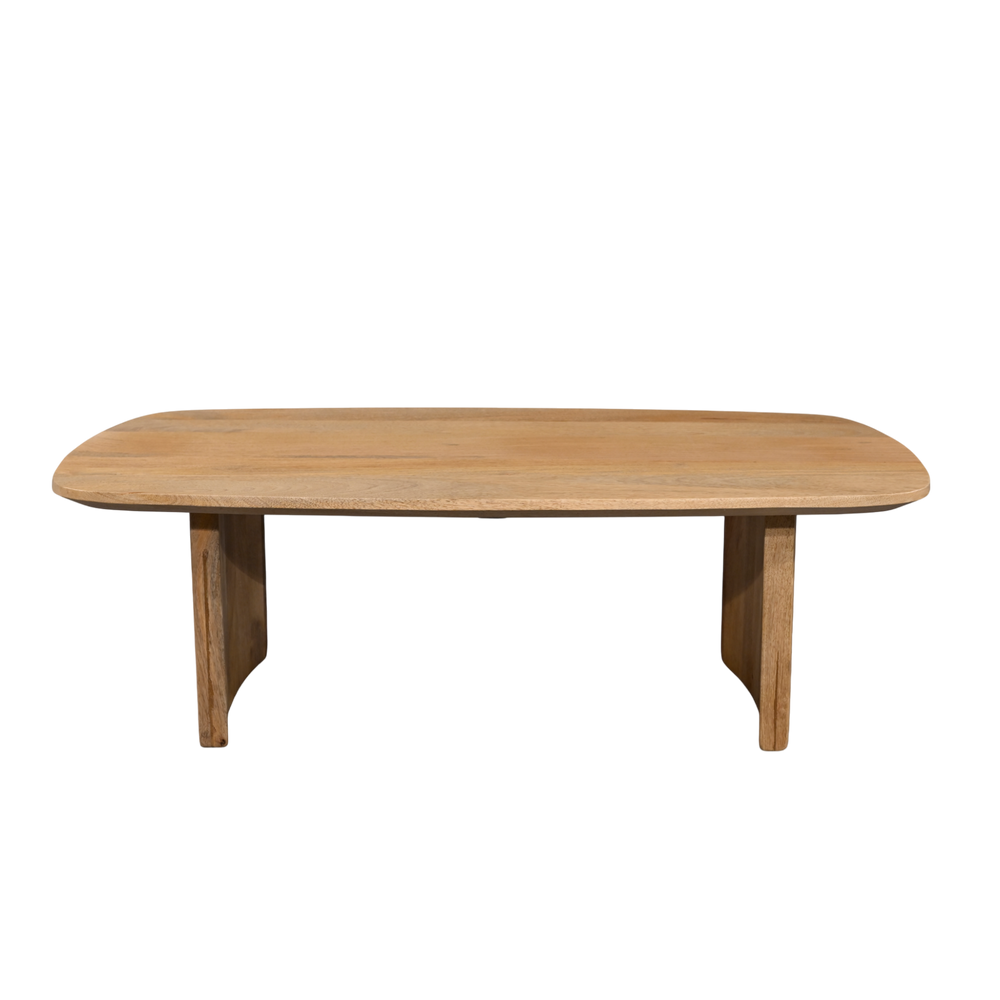 Wooden coffee table on a white background