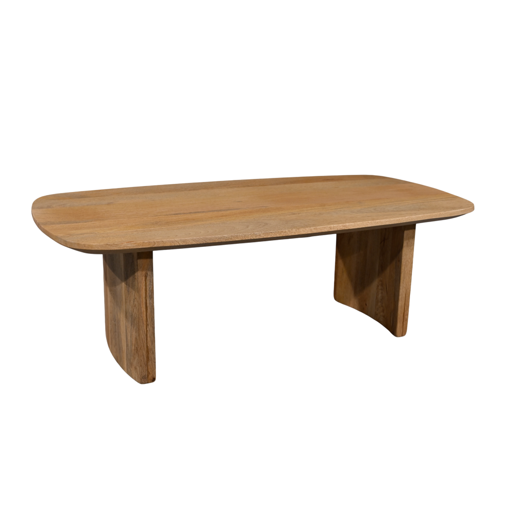 Wooden coffee table on a white background
