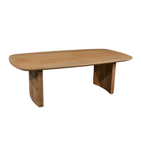 Wooden coffee table on a white background
