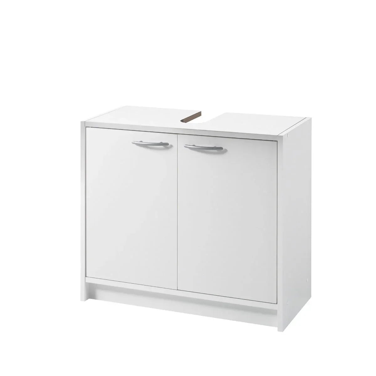 White under sink unit with two doors and cutout top for plumbing