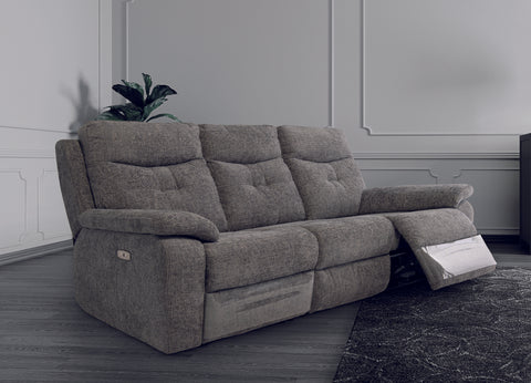 Electric 3-Seater Recliner Sofa in Graphite Fabric - Modern Comfort