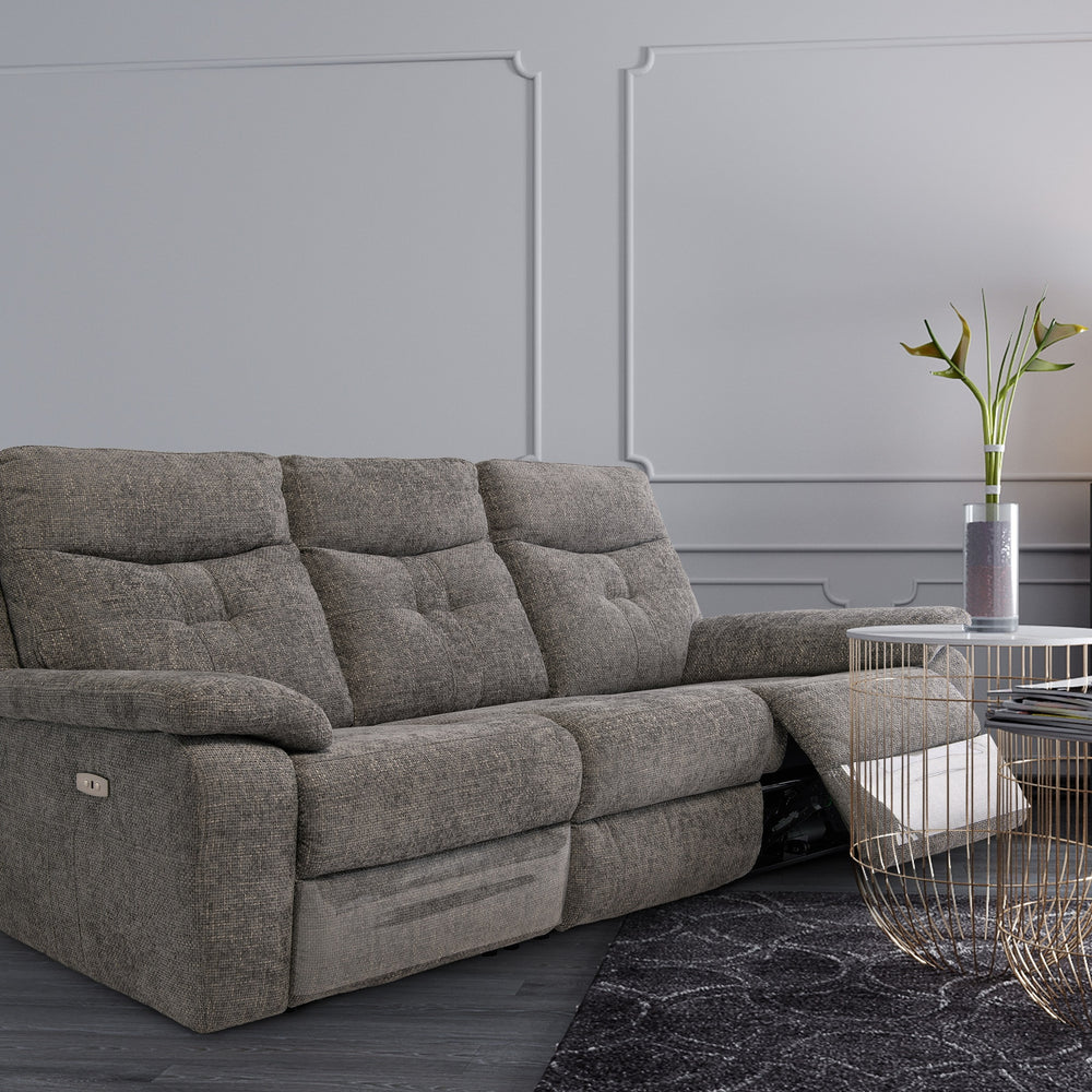 Electric 3-Seater Recliner Sofa in Graphite Fabric - Modern Comfort