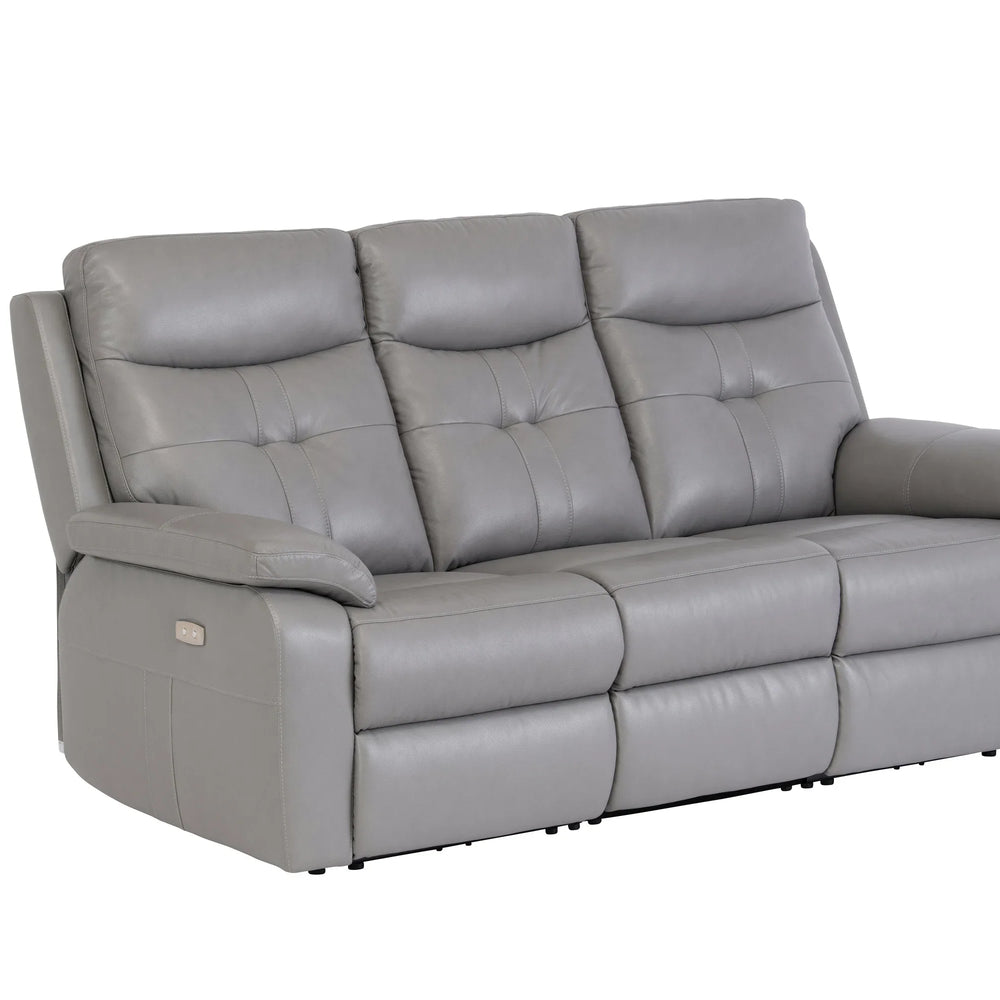 Grey Leather Electric 3-Seater Recliner Sofa for Ultimate Comfort