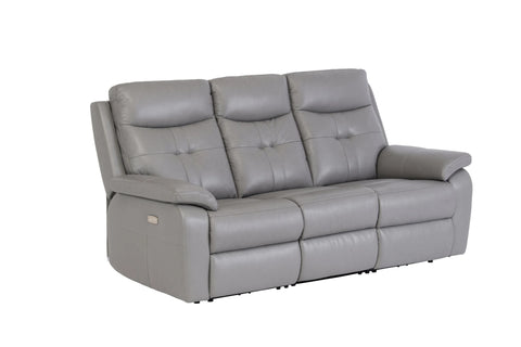 Grey Leather Electric 3-Seater Recliner Sofa for Ultimate Comfort