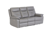 Grey Leather Electric 3-Seater Recliner Sofa for Ultimate Comfort
