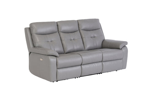Grey Leather Electric 3-Seater Recliner Sofa for Ultimate Comfort