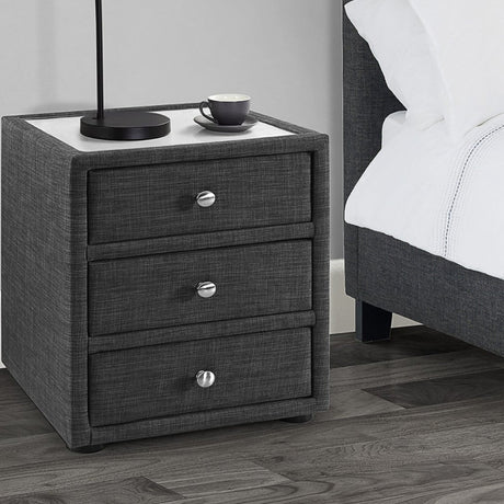 Sorrento 3 Drawer Bedside - Grey - SOR301