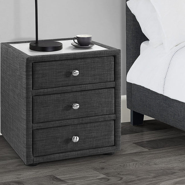 Sorrento 3 Drawer Bedside - Grey - SOR301