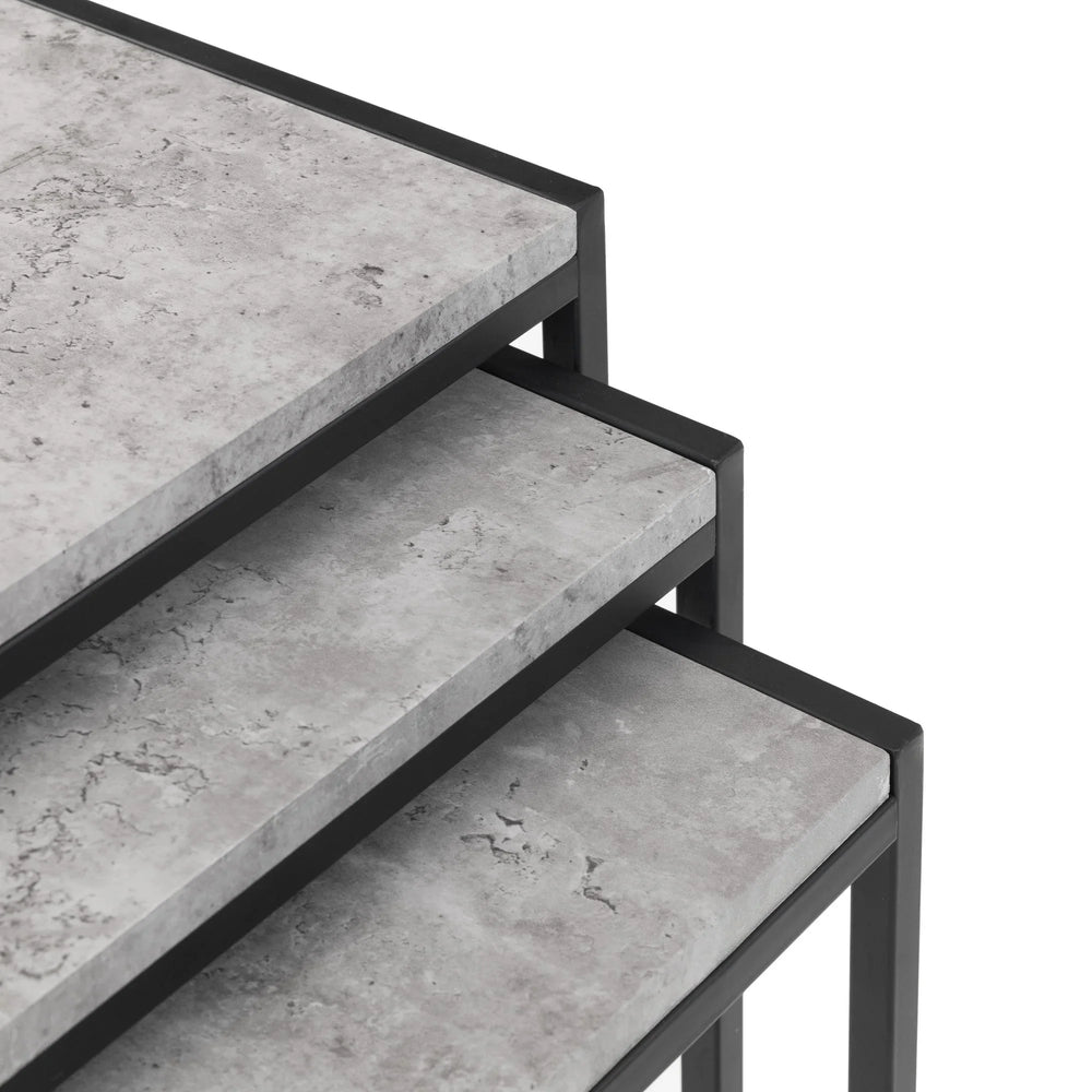 Staten Concrete Nest Of 3 Tables - Grey - STA101