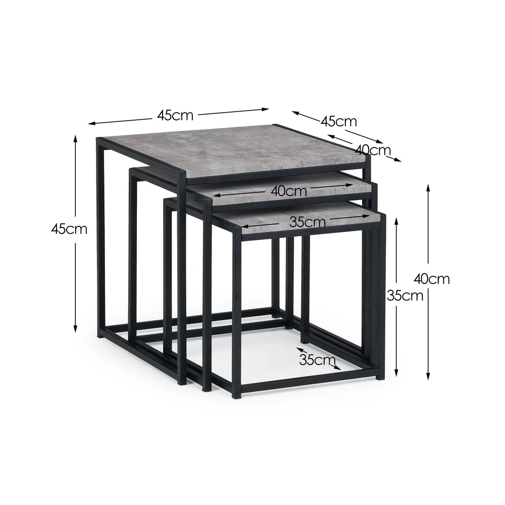 Staten Concrete Nest Of 3 Tables - Grey - STA101