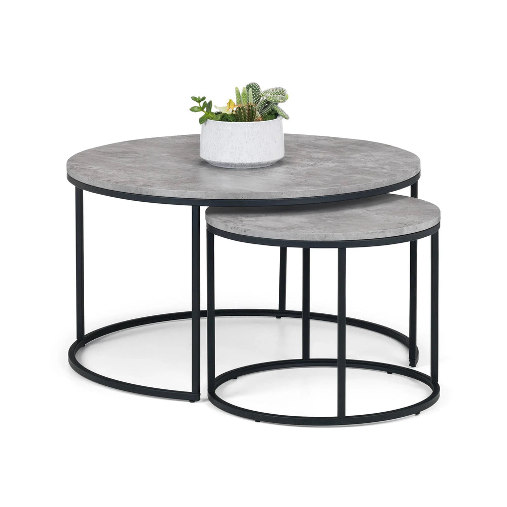 Staten Concrete Round Nesting Coffee Table - Grey - STA107