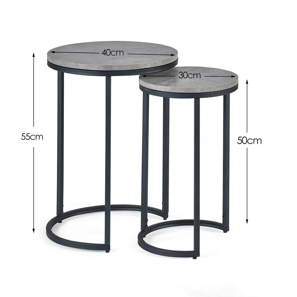 Staten Round Nesting Side Tables - Grey - STA109